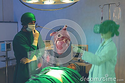 New normal Futuristic Technology in medical concept doctor anlysis patient by using artificial intelligence, machine learning, dig Stock Photo