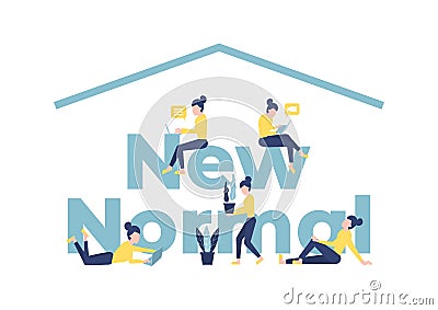 New normal lifestyle concept. Work from home. Vector Illustration