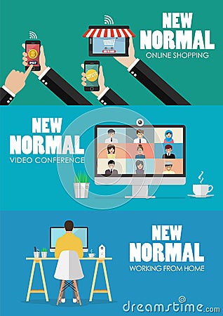 New normal lifestyle technology concept Vector Illustration