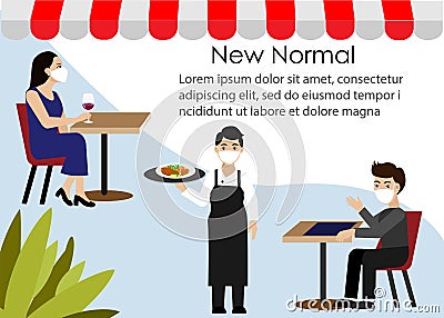 New normal lifestyle in restaurant during COVID-19 pandemic. Stock Photo