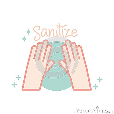 New normal, sanitize hands frequently, after coronavirus, hand made style flat Vector Illustration