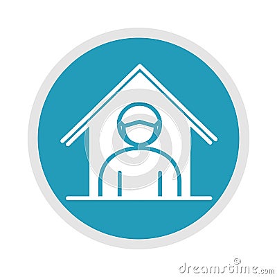 New normal, stay at home protection, after coronavirus disease covid 19, blue silhouette icon Vector Illustration
