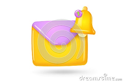New notification, message alert, email notice 3D vector icon Vector Illustration