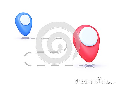 New office location, change address. Map marker, location pin, map pin icon. 3d vector illustration Vector Illustration