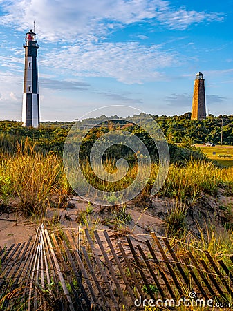 New and Old Cape Henry Lighthouses Stock Photo