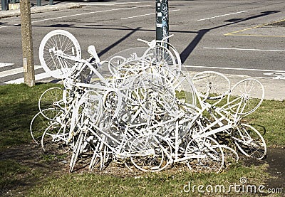 New Orlean, Louisiana, USA - Ghost Bikes Memorial Editorial Stock Photo