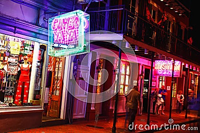 New Orleans Colorful Bourbon Street Attractions Editorial Stock Photo