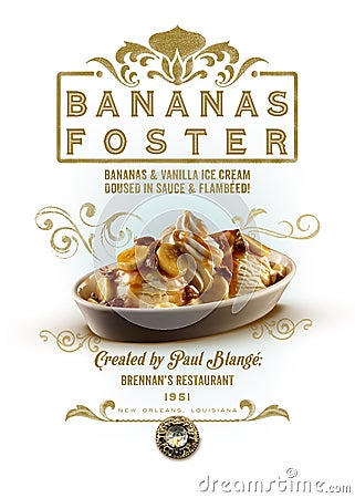 New Orleans Culture Collection Bananas Foster Dessert Stock Photo