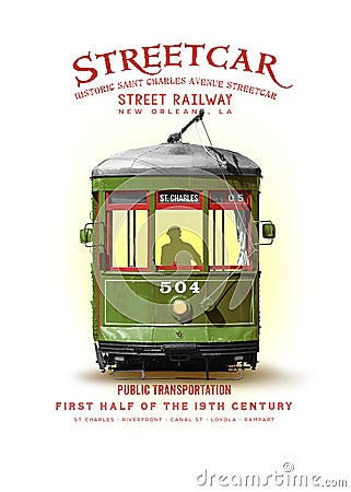 New Orleans Culture Collection Streetcar Stock Photo