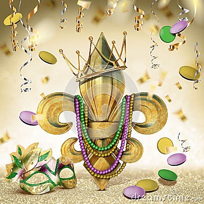 NEW ORLEANS FLEUR DE LIS MARDI GRAS KING QUEEN PRINCE PRINCESS Stock Photo