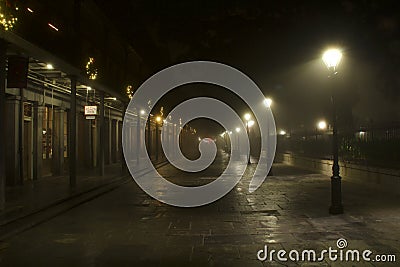 New Orleans French Quarter foggy night Editorial Stock Photo
