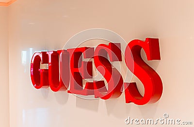 NEW ORLEANS - JANUARY 2016: Guess sign at a shop entrance. Guess Editorial Stock Photo