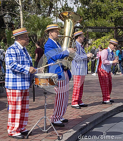 New Orleans Jazz performers at Disneyland Anaheim Editorial Stock Photo