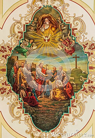 Ceiling painting in the Cathedral Basilica of Saint Louis Editorial Stock Photo