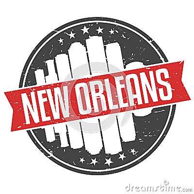 New Orleans Louisiana Round. Travel Stamp Icon Skyline City Design. Seal Badge Vector Illustration. Vector Illustration