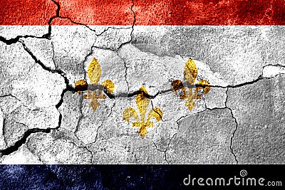 New Orleans, Louisiana rusted cracked flag, rusty background. United States of America. Stock Photo