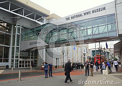 New Orleans, Louisiana, U.S.A - February 4, 2020 - The crowd near the entrance into The National World War II Museum Editorial Stock Photo