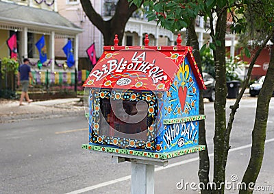 New Orleans, Louisiana, U.S.A - February 4, 2020 - A painted mailbox by The Garden District Editorial Stock Photo