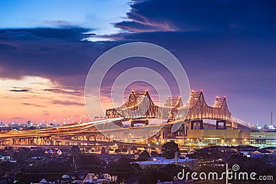 New Orleans, Louisiana, USA at Crescent City Connection Bridge Stock Photo