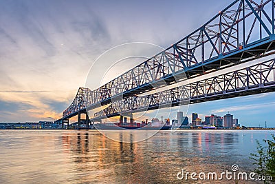 New Orleans, Louisiana, USA at Crescent City Connection Bridge over the Mississippi River Editorial Stock Photo