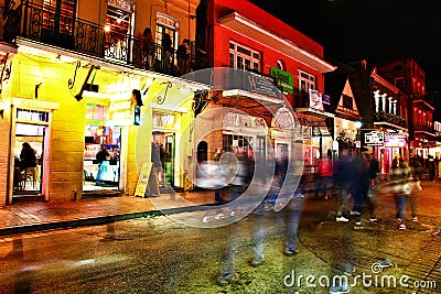 Pubs and bars with neon lights in the French Quarter, New Orleans Louisiana Editorial Stock Photo