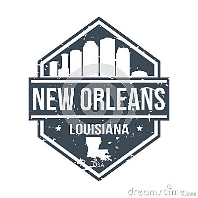 New Orleans Louisiana USA Travel Stamp Icon Skyline City Design. Vector Illustration