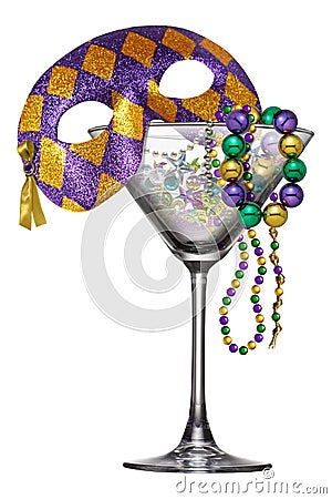 New Orleans Mardi Gras Martini Glass Stock Photo