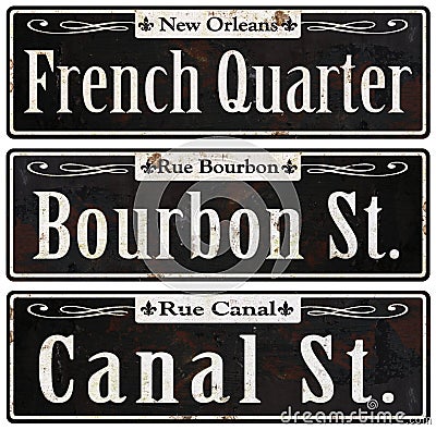 New Orleans Rustic Vintage Street Signs Retro Stock Photo