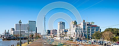New Orleans skyline on a beautiful day from Mississippi river Editorial Stock Photo
