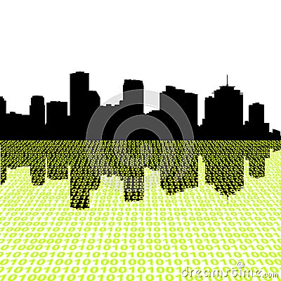 New Orleans skyline with binary Vector Illustration