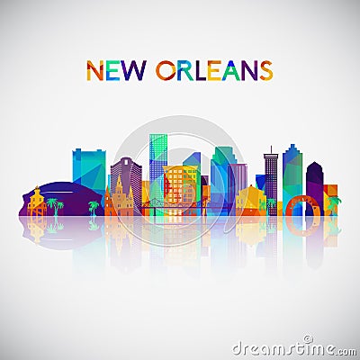 New Orleans skyline silhouette in colorful geometric style. Vector Illustration