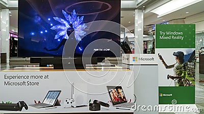 Showcasing of Microsoft family entertainment and educational electronics Editorial Stock Photo