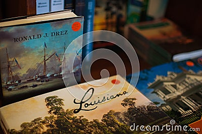 NEW ORLEANS, USA - 2 JANUARY 2015: Books on Louisiana in bookstore Editorial Stock Photo