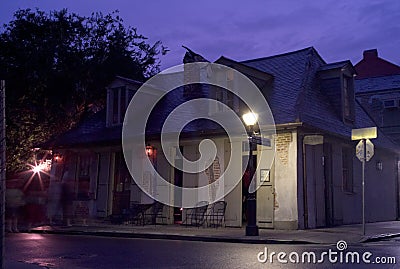 Lafitte`s Blacksmith Shop Bar in New Orleans in the Evening Editorial Stock Photo