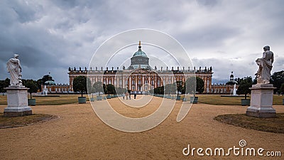 New Palace in Potsdam custodied by statues Editorial Stock Photo