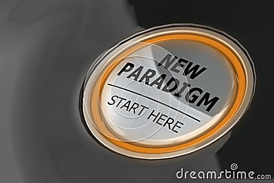 New paradigm start here buttom Stock Photo