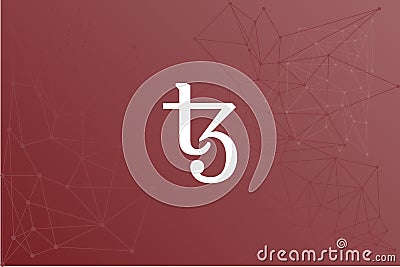 Tezos XTZ cryptocurrency icon red network Stock Photo