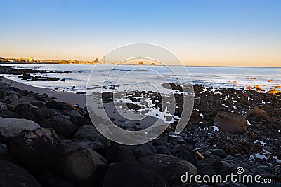New Plymouth coastline at sunrise Stock Photo