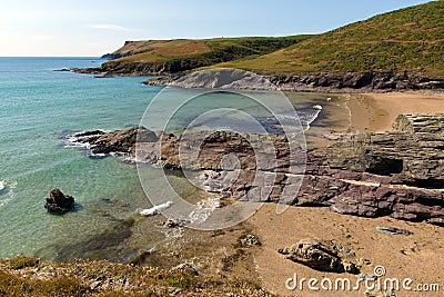 New Polzeath beach Cornwall coast England United Kingdom. Stock Photo