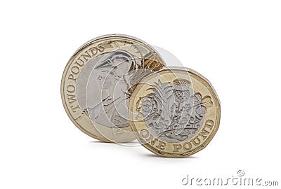 British money, coin and two pound coin Editorial Stock Photo