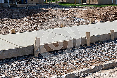 new poured cement sidewalk Stock Photo