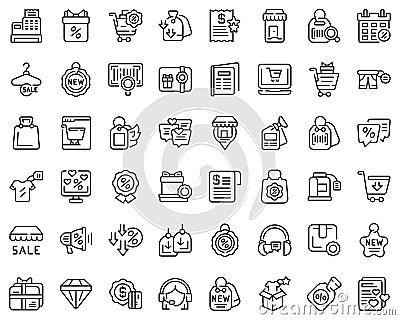 New price icons set outline vector. Sale discount Vector Illustration