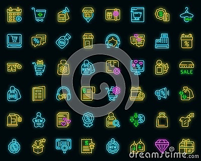 New price icons set vector neon Vector Illustration