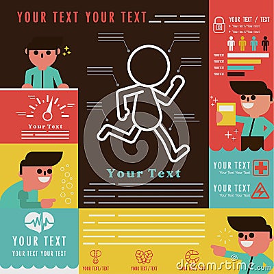 Jogging and running infographics about how to be healthy, Vector illustrator Vector Illustration