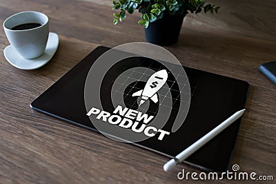 New product development business concept on device screen. Stock Photo