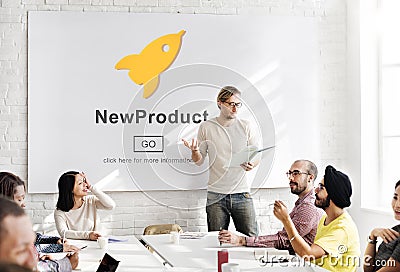 New Product Launch Marketing Commercial Innovation Concept Stock Photo