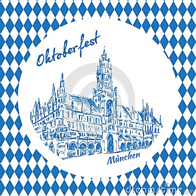 New Rathaus. Munchen - symbol of MÃ¼nchen, Germany. Sketch. Vector Illustration