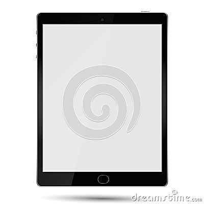 New Realistic White Tablet PC Computer with blank Screen Isolated on background. Can Use for Template, Project, Presentation or Stock Photo