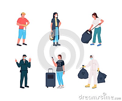 New reality flat color vector faceless character set Vector Illustration