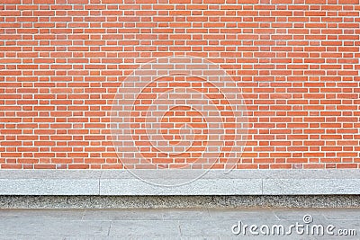 New red bricks wall with stone floor and empty bench Stock Photo